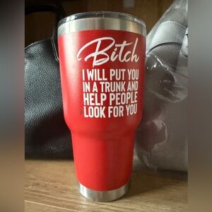 Ina Vibrant Red Tumbler with White Text